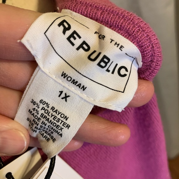 FOR THE REPUBLIC Pink Sweater V Neck Soft Long Sleeve 1X - Picture 13 of 15
